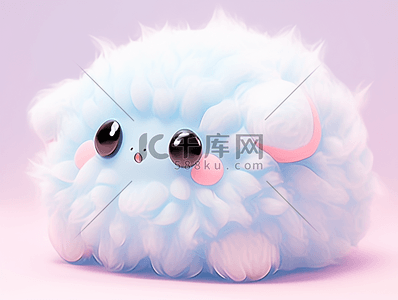 毛绒绒猫爪插画图片_简约粉彩3D毛绒绒的可爱小绵羊