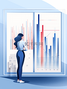 柱状分析插画图片_扁平化职场商务数据分析插画8