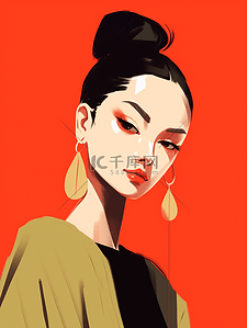 时尚美妆插画图片_青春时尚美妆女士人物头像卡通插画16