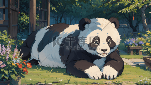 手绘卡通可爱大熊猫动物国宝