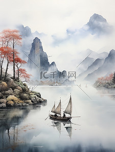 中国传统水墨轻舟过万重山7