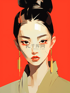 头像潮流插画图片_青春时尚美妆女士人物头像卡通插画8