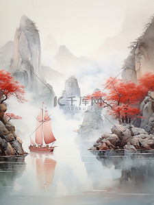 中国传统水墨轻舟过万重山22