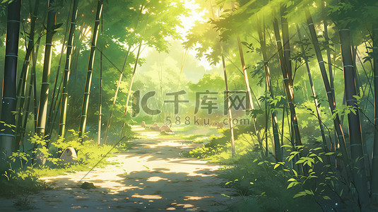 阳光绿色的竹林夏天宁静2