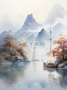 中国传统水墨轻舟过万重山4