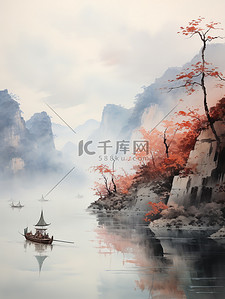 中国传统水墨轻舟过万重山23