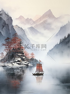 中国传统水墨轻舟过万重山17
