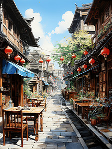 中国古镇繁华的商业街13