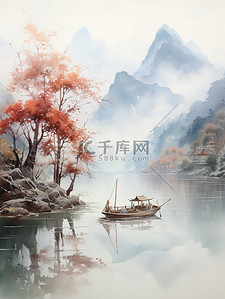 中国传统水墨轻舟过万重山8