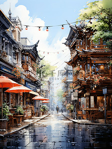 中国古镇繁华的商业街17