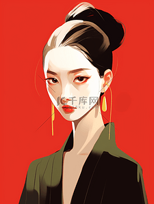 青春时尚美妆女士人物头像卡通插画1