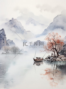 中国传统水墨轻舟过万重山9