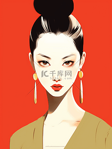 时尚美妆插画图片_青春时尚美妆女士人物头像卡通插画4