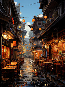 中国古镇繁华的商业街8