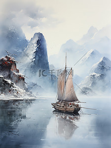 中国传统水墨轻舟过万重山19
