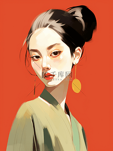 潮流卡通插画图片_青春时尚美妆女士人物头像卡通插画2