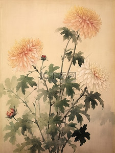 中国传统菊花画卷轴画13
