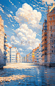 油插画图片_油画风自然风景插画