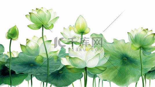 翡翠茶杯插画图片_翡翠晶莹嫩绿莲花