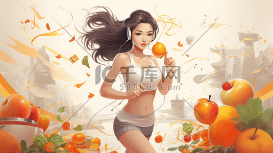 卡通健身人物插画图片_卡通健身女孩人物插画