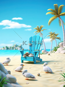 海滩度假沙滩椅海洋海滩椰子树8