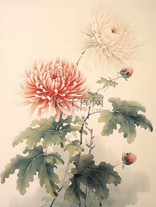 中国传统菊花画卷轴画4