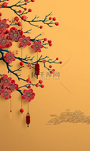 云纹背景插画图片_古风国风怀旧国画梅花云纹插画背景