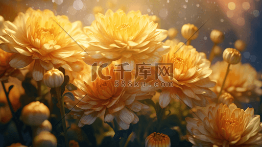 节日关爱插画图片_唯美菊花重阳节节日插画19