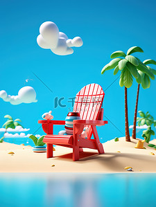 海滩度假沙滩椅海洋海滩椰子树11