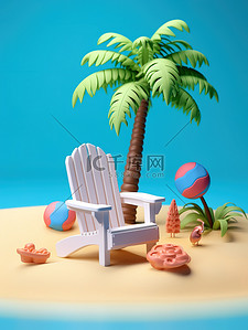 海滩度假沙滩椅海洋海滩椰子树2