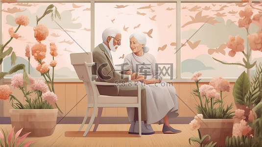 老年人生活插画图片_老年人在疗养园的生活14