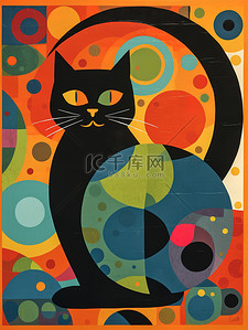 复古黑猫创意海报3