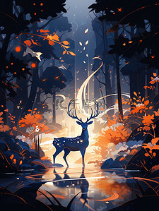 一只鹿在森林里漫步漫画4