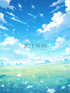 蓝色天空天空插画图片_动漫的蓝色天空白云插画11