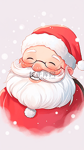 可爱卡通白色插画图片_圣诞节卡通白色背景可爱微笑的圣诞老人
