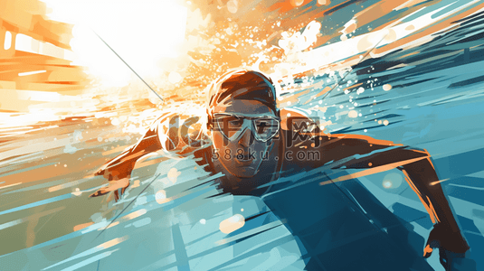 游泳比赛插画图片_游泳运动员卡通人物插画2