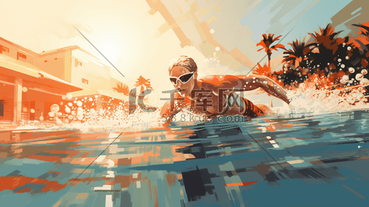 游泳运动员卡通人物插画31