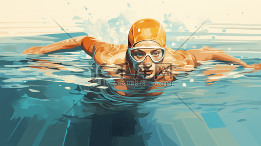 游泳运动员卡通人物插画22