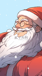 圣诞节卡通动漫风手绘仰视的圣诞老人