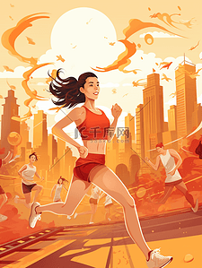 跑步运动员插画图片_健身运动员人物插画4