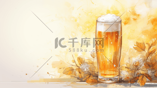 扎啤广告插画图片_清凉一夏啤酒节插画16