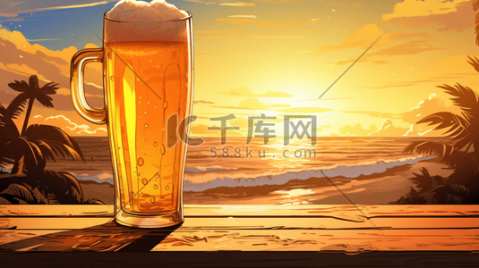 扎啤广告插画图片_清凉一夏啤酒节插画7