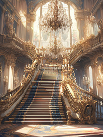 宏伟壮观建筑金色宫殿楼梯14