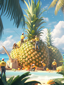 微距小人在处理巨型菠萝8