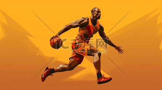 运球篮球运动员卡通插画8