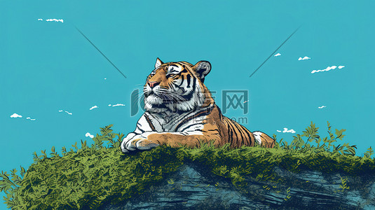 在岩石上休息的老虎10