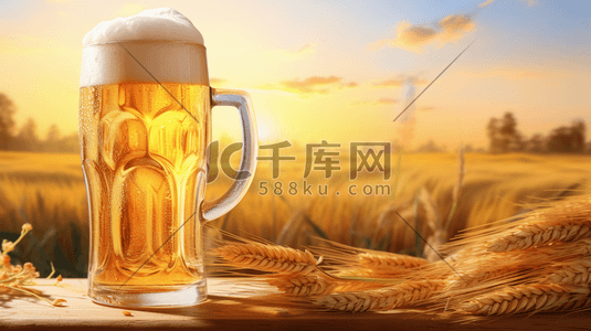 扎啤广告插画图片_清凉一夏啤酒节插画11