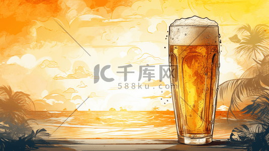 扎啤广告插画图片_清凉一夏啤酒节插画19