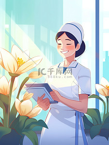 7.6国际接吻日插画图片_国际护士节微笑的护士7