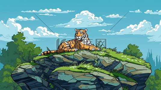 在岩石上休息的老虎14